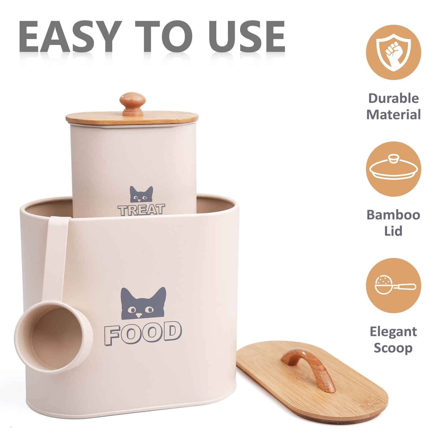 Cat Food Container with Lid & Scoop