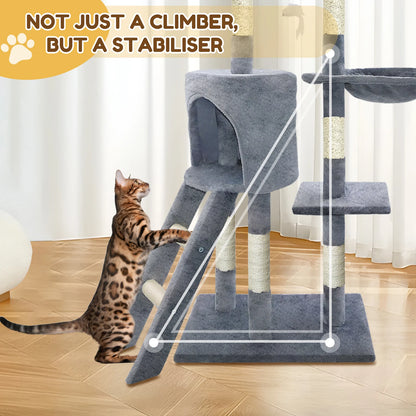 Cozy Pet Multi-Level Cat Tree Tower & Scratching Post – 140cm (Grey)