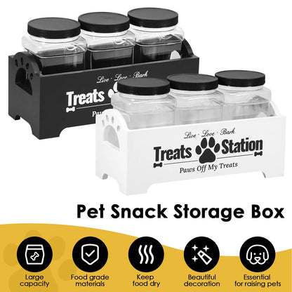 Pet Treat Storage Jar Set with Wooden Holder