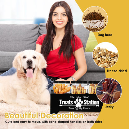 Pet Treat Storage Jar Set with Wooden Holder