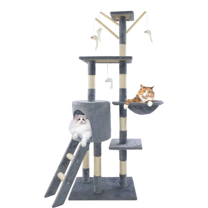 Cozy Pet Multi-Level Cat Tree Tower & Scratching Post – 140cm (Grey)
