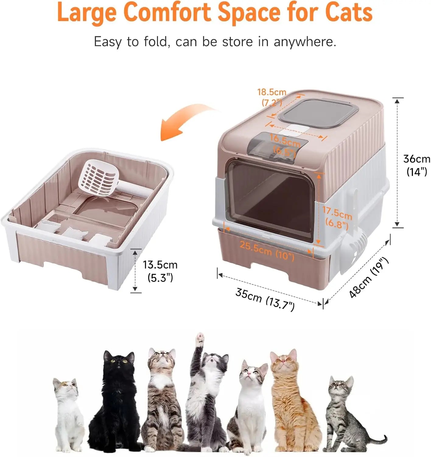 Enclosed Cat Litter Box with Drawer and UV Sterilization