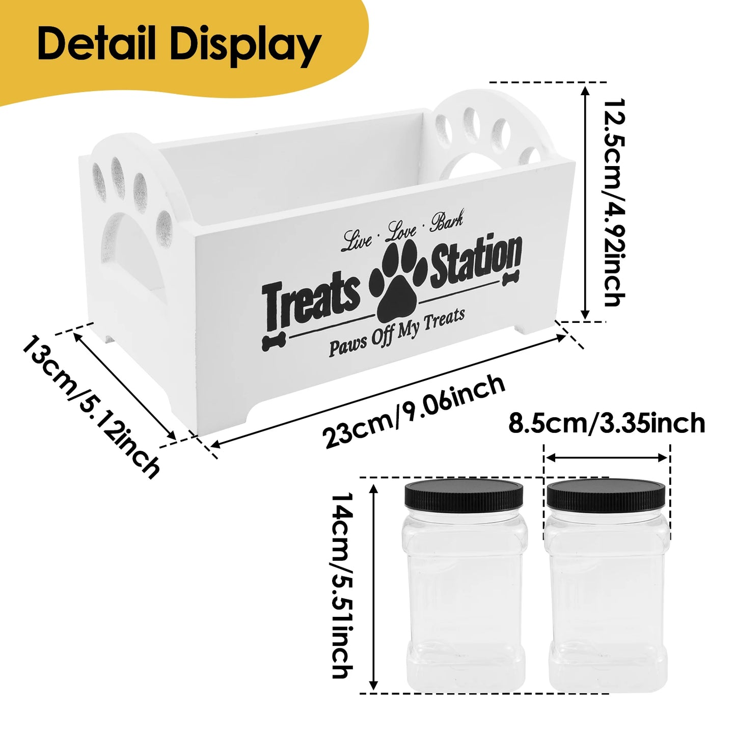 Pet Treat Storage Jar Set with Wooden Holder