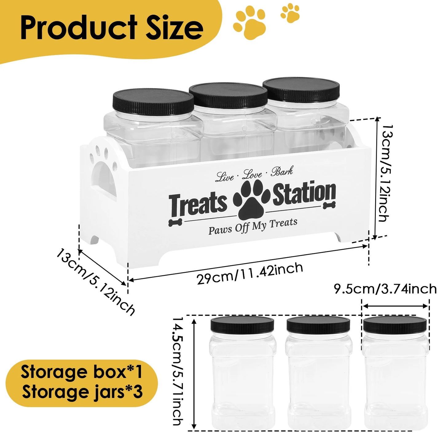 Pet Treat Storage Jar Set with Wooden Holder