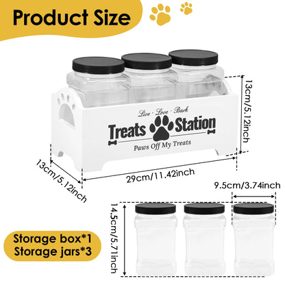 Pet Treat Storage Jar Set with Wooden Holder