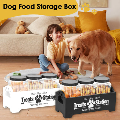Pet Treat Storage Jar Set with Wooden Holder