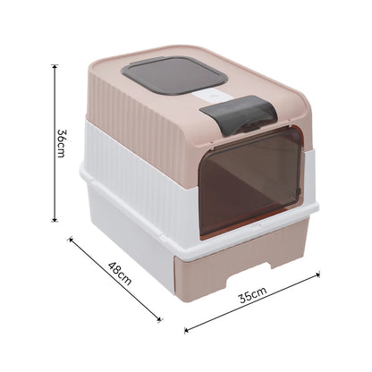 Enclosed Cat Litter Box with Drawer and UV Sterilization
