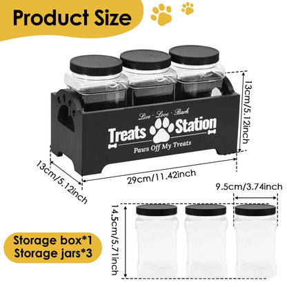 Pet Treat Storage Jar Set with Wooden Holder