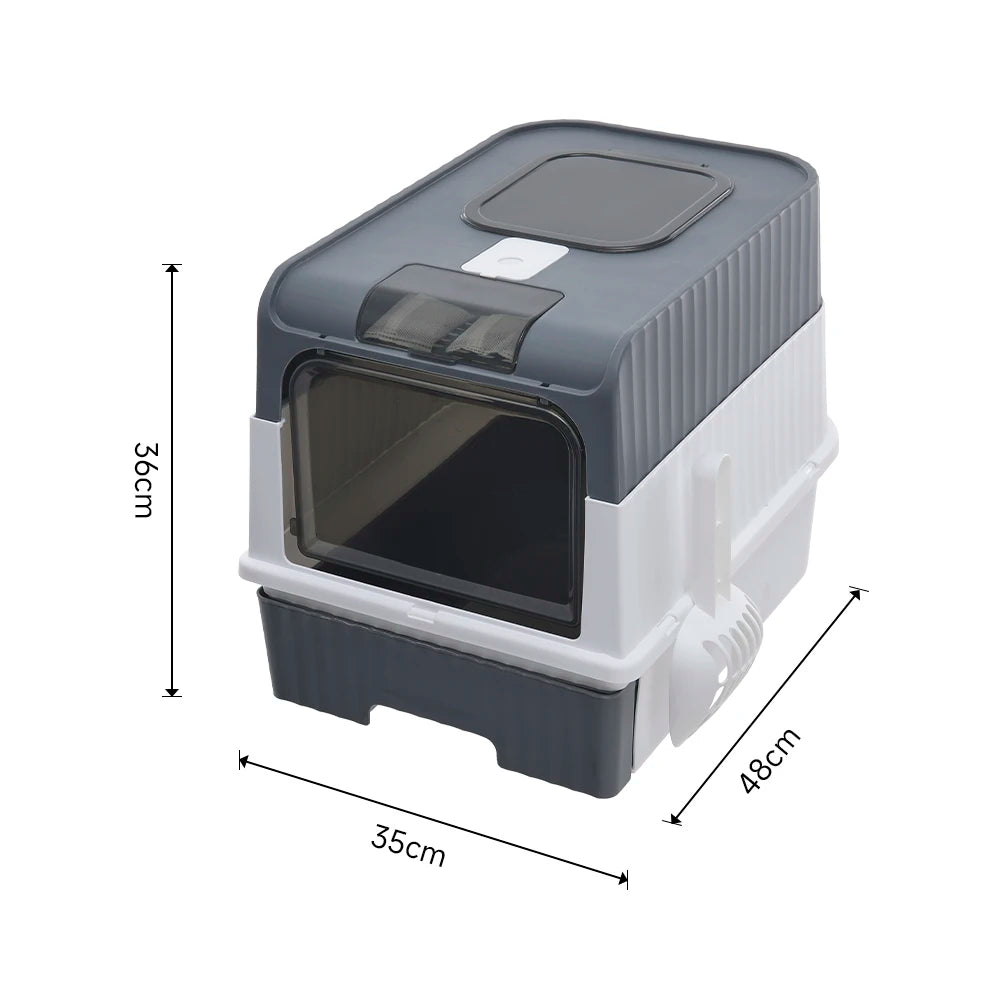 Enclosed Cat Litter Box with Drawer and UV Sterilization