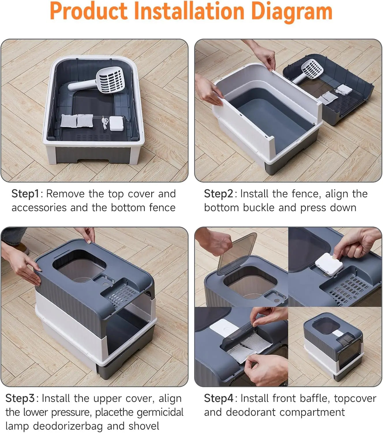 Enclosed Cat Litter Box with Drawer and UV Sterilization